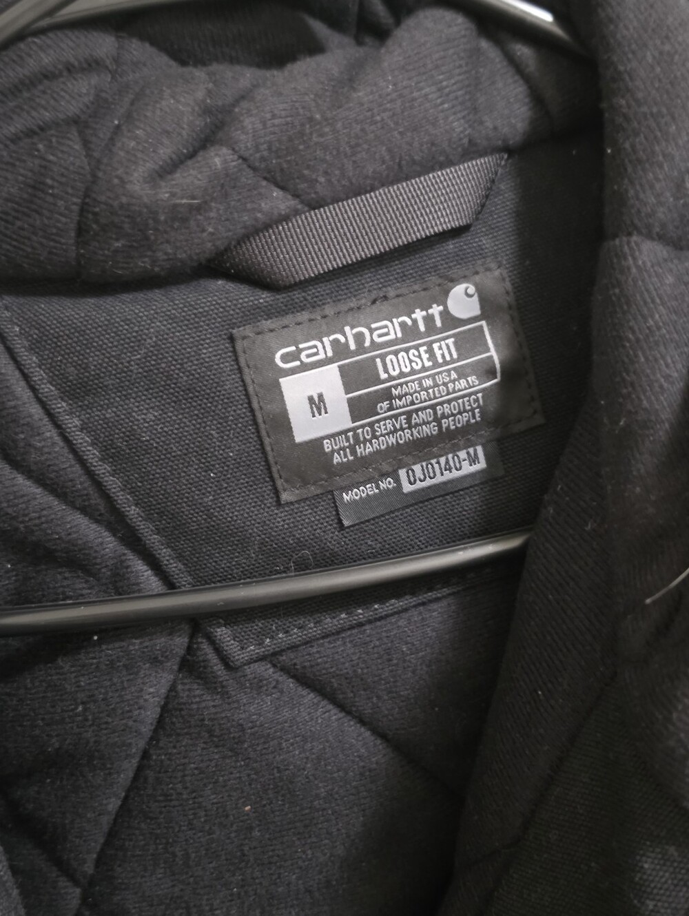 Carhartt Unisex Black Quilted Performance Jacket with Gold Zipper